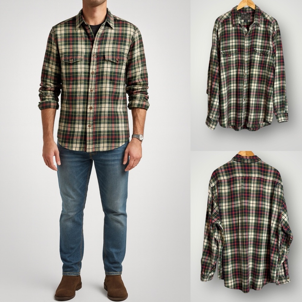 Abercrombie & Fitch Flannel Plaid Shirt XL Button Front Long Sleeve Vintage 90s